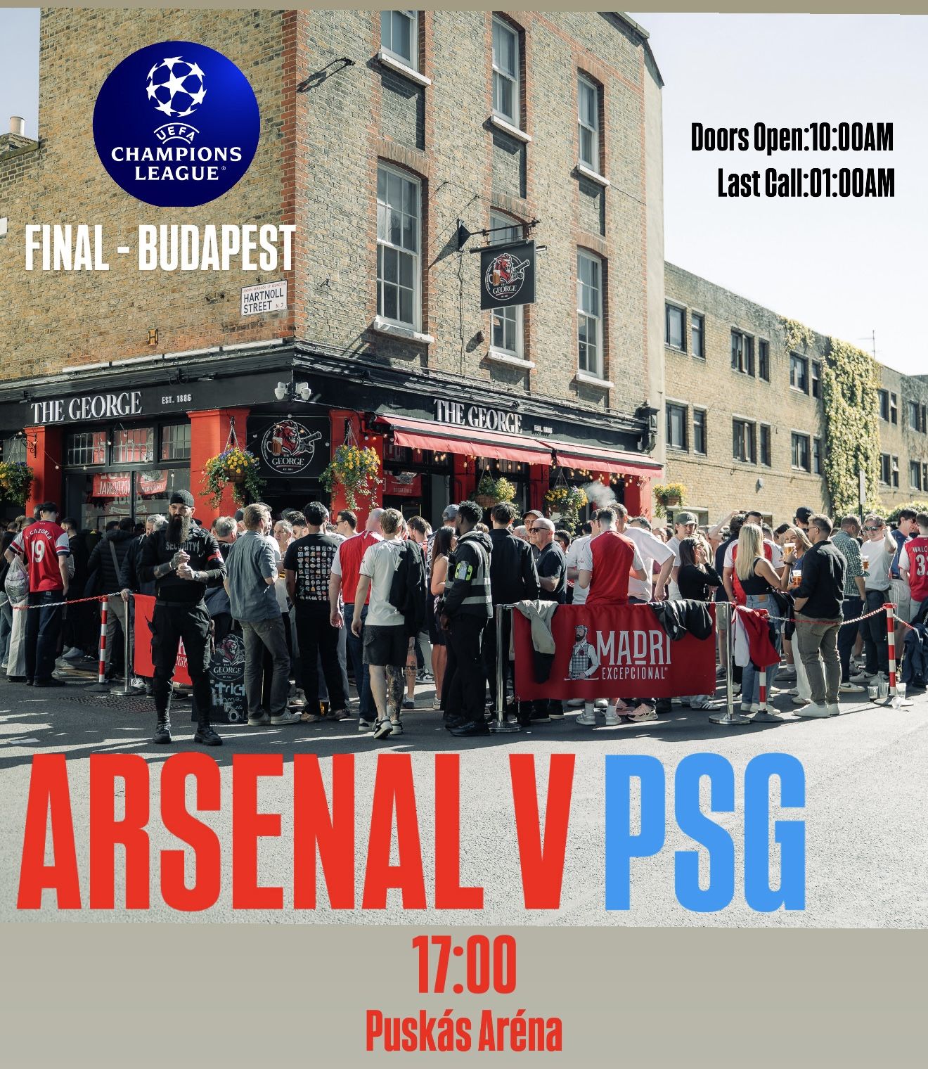 The George- UEFA Champions League Final 2026 — Arsenal vs PSG